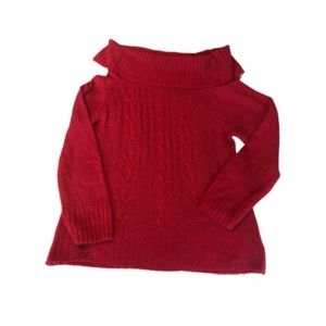 Torrid true lipstick red off the shoulder cable knit cowl sweater xl 14 sheer